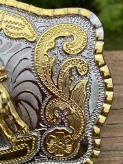 Official Champion Rodeo Bull Riding Large Belt Buckle Stamped WMG