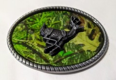 Raised Detail CAMO DEER RUNNING camouflage BELT BUCKLE metal western hunting USA