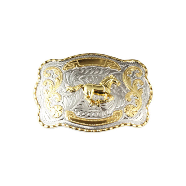 1 1/2&Prime; Big Gold Quarter Horse Western Belt Buckle – Style 1. 5 1/2&Prime; x 3 7/8&Prime;.