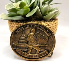 Jadco NRA Lifetime Memeber Brass Belt Buckle Metal Heavy 2nd Amendment Statement