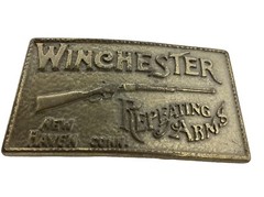 1970s Vtg WINCHESTER Guns belt buckle “Repeating Arms” WESTERN BRASS Tone