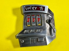 Jackpot Lucky Seven&rsquo;s Vegas Style Slot Machine Figural Gambling Belt Buckle
