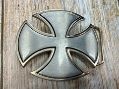Maltese Celtic Iron Cross Gothic Punk Biker Vibe Cutout Silver Color Belt Buckle
