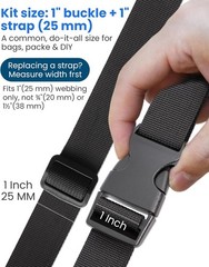 Buckle & Strap Kit 6 Yards 1&Prime; Polyester Webbing 6 Quick Release Buckles 12 Clips
