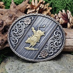 Montana Silversmiths Attitude Tri Color Rodeo Bull Rider Western Belt Buckle