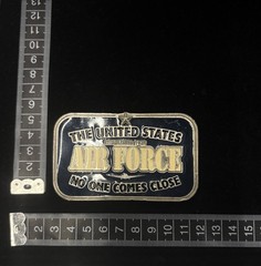 Vintage US Air Force belt buckle features blue and gold enamel RARE