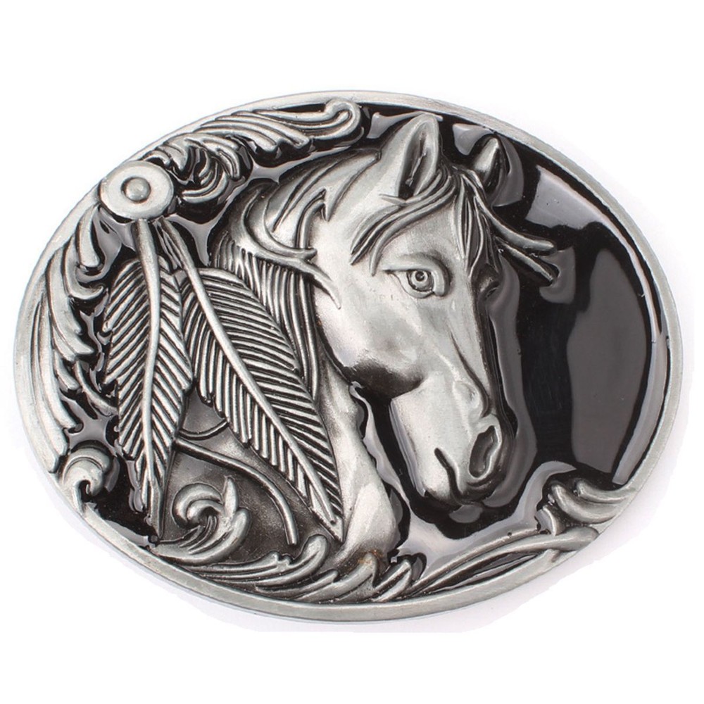 Horse Belt Buckle Western Cowboy Native American Motorcyclist (HRS-09-S)