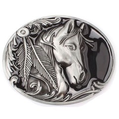 Horse Belt Buckle Western Cowboy Native American Motorcyclist (HRS-09-S)