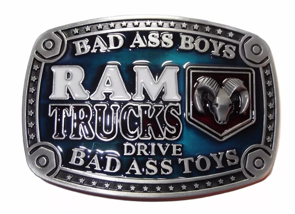 Dodge Ram Trucks Bad Ass Logo Metal w/ Enamel BELT BUCKLE