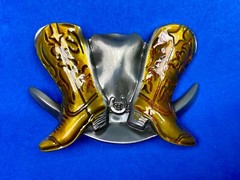 Boots And Hat – Country Western Cowboy Cowgirl Cut Out Vintage Belt Buckle