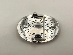 Gothic Star Belt Buckle Silver Tone Ornate Oval Biker 2.4oz【DDKRO】