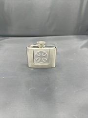 2 oz. Flask with Iron Cross Metal Removable Belt Buckle Alcohol Drink