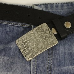 Handmade Metal Belt Buckle Rustic Texture Rectangular Unique Silverfa