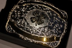 Crumrine Western Belt Buckle Trophy Buckle 4 H Clover 2 Ribbons 38402