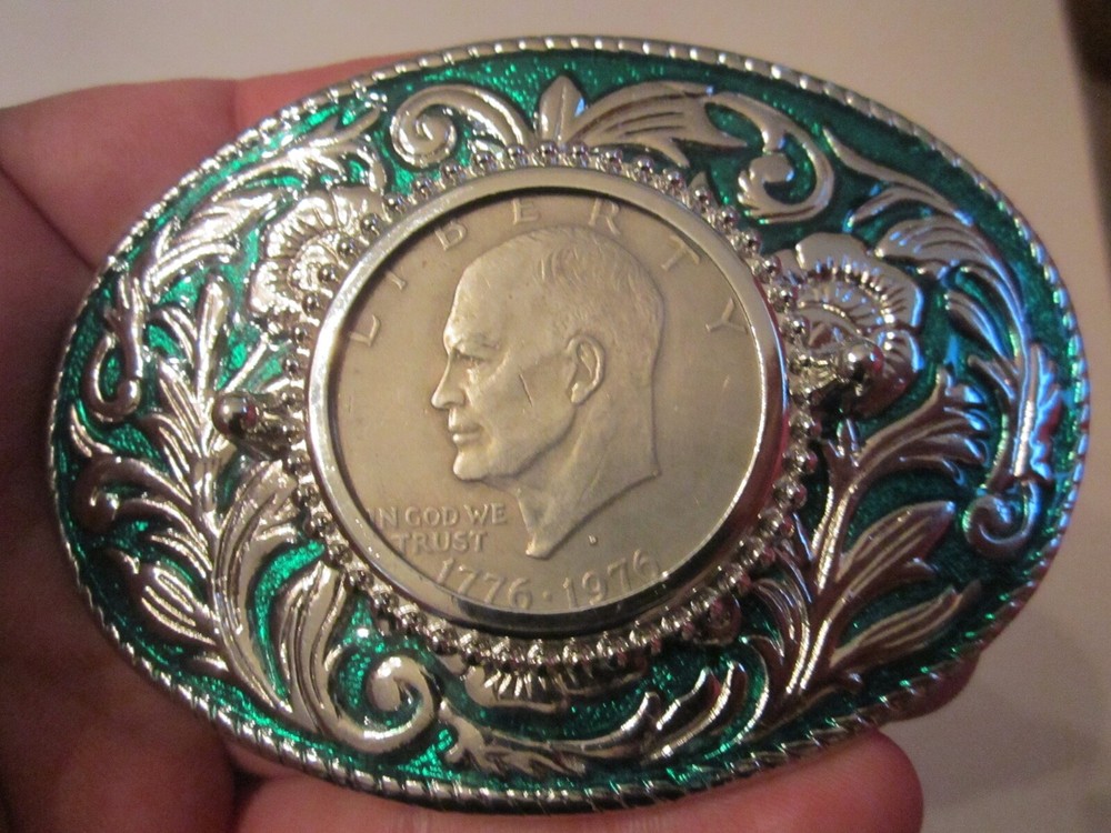 1976 BICENTENNIAL LIBERTY SILVER DOLLAR COIN BELT BUCKLE – GW-12