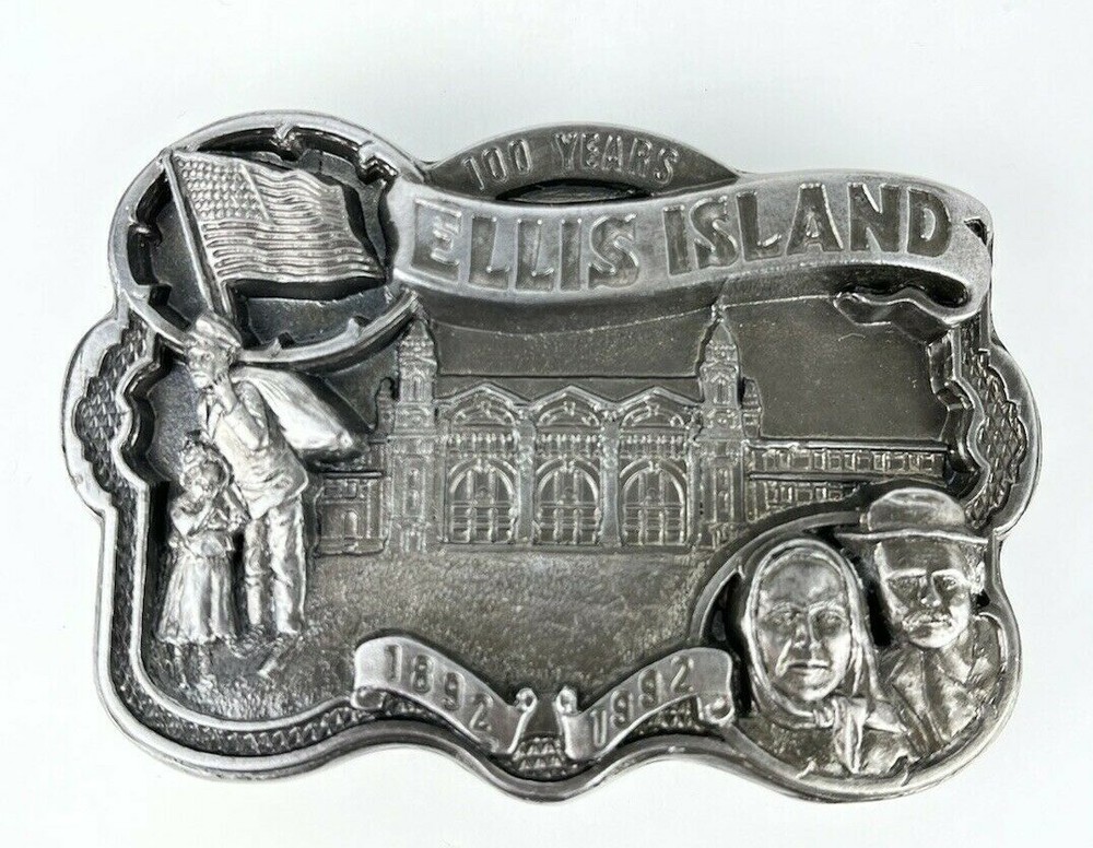 Ellis Island 100 Year Commemorative Belt Buckle Vintage 1992 #797 USA made