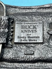 Belt Buckle Buck Knives Pewter Four Generations Smoky Mountain Knife Works Worn!