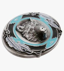 Men Western Belt Buckle Silver Metal Bear Hunter Cowboy Country Design Hunting