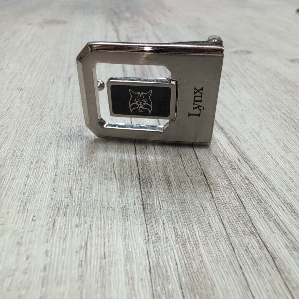 Vintage Lynx Silver Metal Belt Buckle Logo Clip On Retro Accessory