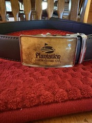 Plantation Golf & Country Club Ratchet Belt Faux Leather Automatic Slide Buckle