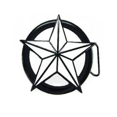 Rock 5 Point Black & White Nautical Star Navigator Tattoo Metal Belt Buckle