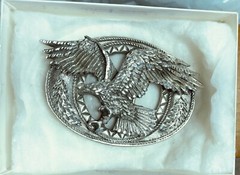 Flying Eagle Belt Buckle EJC 1995 Pewter Diamond Cut Detailed Never Used