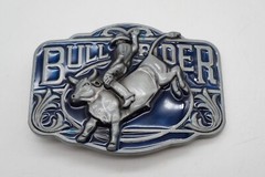 Bull Rider Belt Buckle Cowboy Rodeo Outdoor 3D Blue Enameled