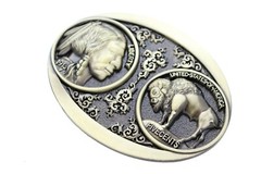 NEW Men Antique Gold Metal Fashion Belt Buckle Native Buffalo Bull 5 Cents Coin