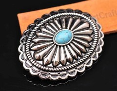 Bling Silver Southeast DIY Floral Turquoise Leather Belt Buckle Replacement 40mm
