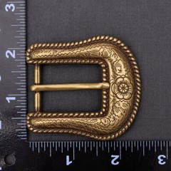 Retro Brass Flower Engraved Western Cowboy Belt Buckle Set Fit 25mm Strap
