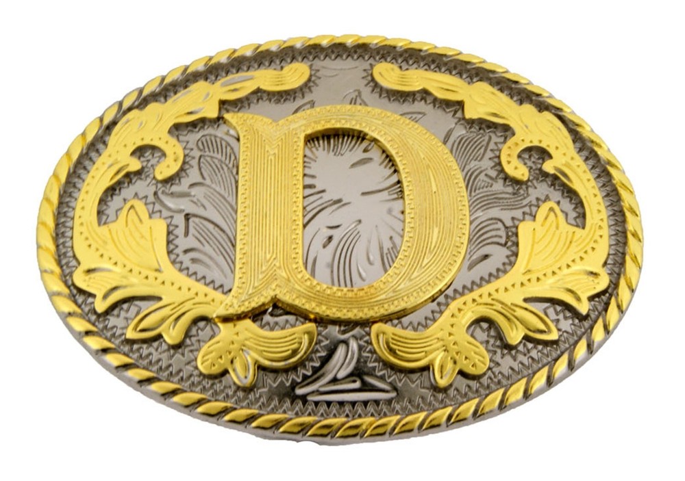 INITIAL d LETTER D MEN WOMEN RODEO REALLY COWBOY STYLE GOLD METAL BELT BUCKLE