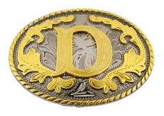 INITIAL d LETTER D MEN WOMEN RODEO REALLY COWBOY STYLE GOLD METAL BELT BUCKLE