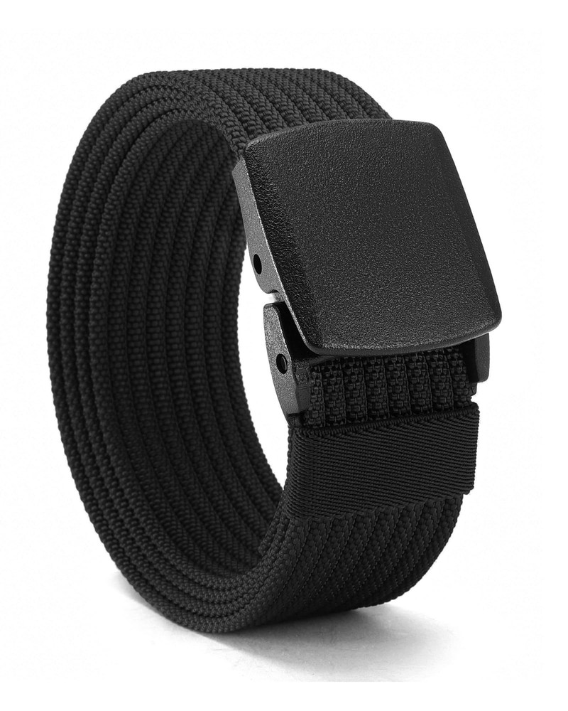 CHAOREN Nickel Free Web Belt Men – TSA 57&Prime; (Fits Up to 50&Prime; Waist), Black