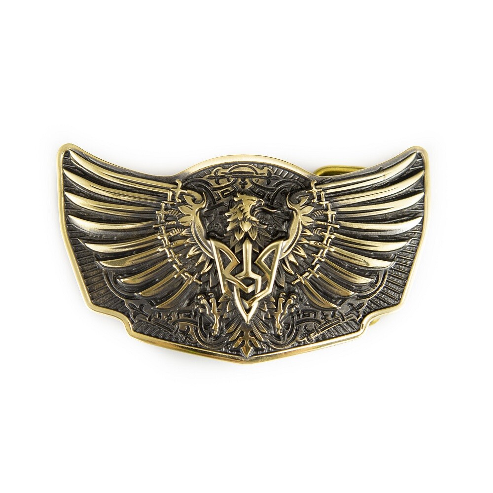 Brass belt buckle Eagle with sword, heraldic eagle, sword winged heraldry falcon
