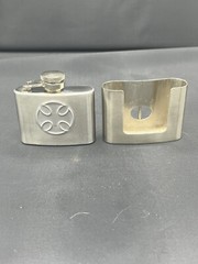 2 oz. Flask with Iron Cross Metal Removable Belt Buckle Alcohol Drink