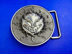 Flaming Sun Solar Flare Grinning Creepy Smile Novelty Belt Buckle by Buckle Rage