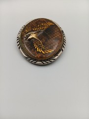 SSI Diamondback Ratter Flying Eagle Amber Resin Belt Buckle Free Ship! T1299