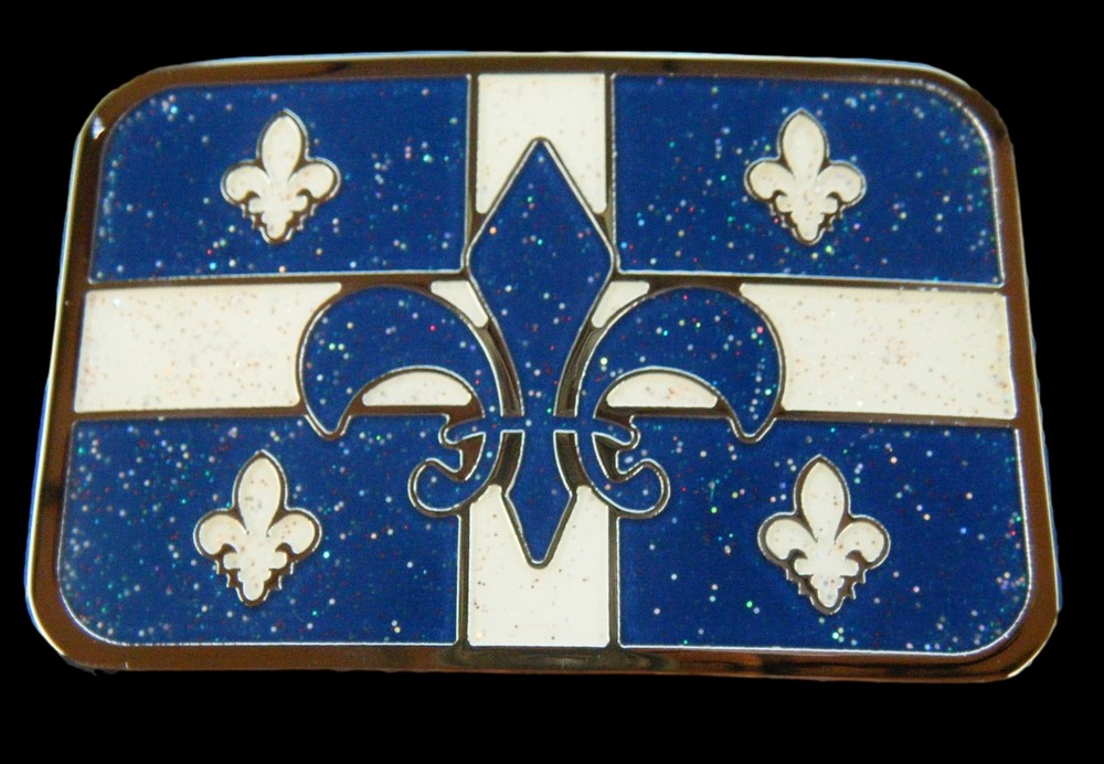 Quebec La Belle Province Drapeau Fleur Lys Boucle De Ceinture Belt Buckle
