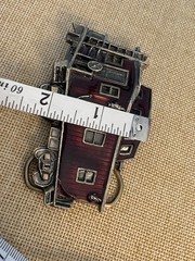 Vintage Train Caboose Belt Buckle 1979 Great American Buckle Co High Gloss Brass