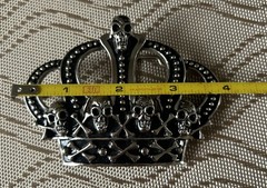 WESTSIDE CA Crown With Skulls Metal Biker Motorcycle Gothic Belt Buckle 3”x4”