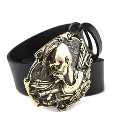Belt buckle Cossack, Handmade Ukrainian warrior military solid brass buckle
