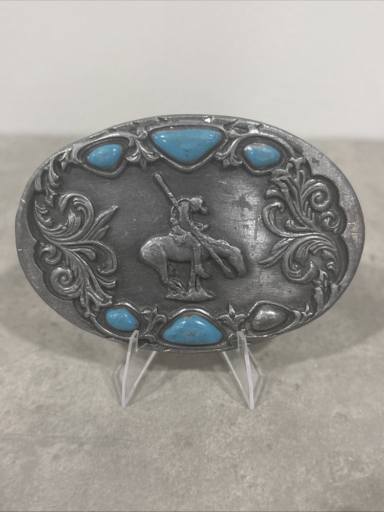 Western Native American On Horse Belt Buckle Scroll Cowboy Cowgirl-Arroyo Grande