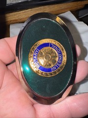 Vintage Rotary International Silver Green New Belt Buckle Rare Free Shipping