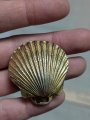 vintage SHELL belt buckle GOLDEN sea ocean SCALLOP glam statement BLING