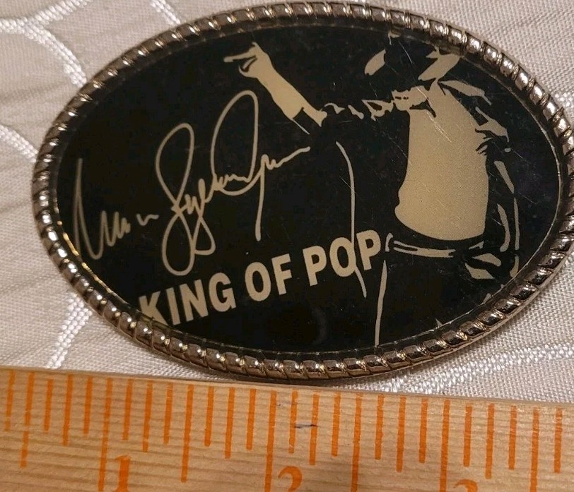 VINTAGE MICHAEL JACKSON KING OF POP CHROME BELT BUCKLE Has Scratches See Pics
