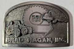 Vtg BRAD RAGAN Inc BRI Ag Construction On/Off Road Tire Dealer Belt Buckle