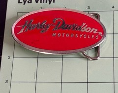2006 Harley Davidson Belt Buckle Eagle Red Enamel Brass Oval Silvertone Large