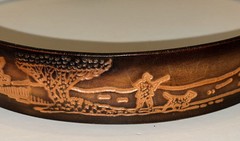 Tooled Leather Belt Size 30 Duck Hunting Crumrine Bronze Eagle Eye Gem Buckle