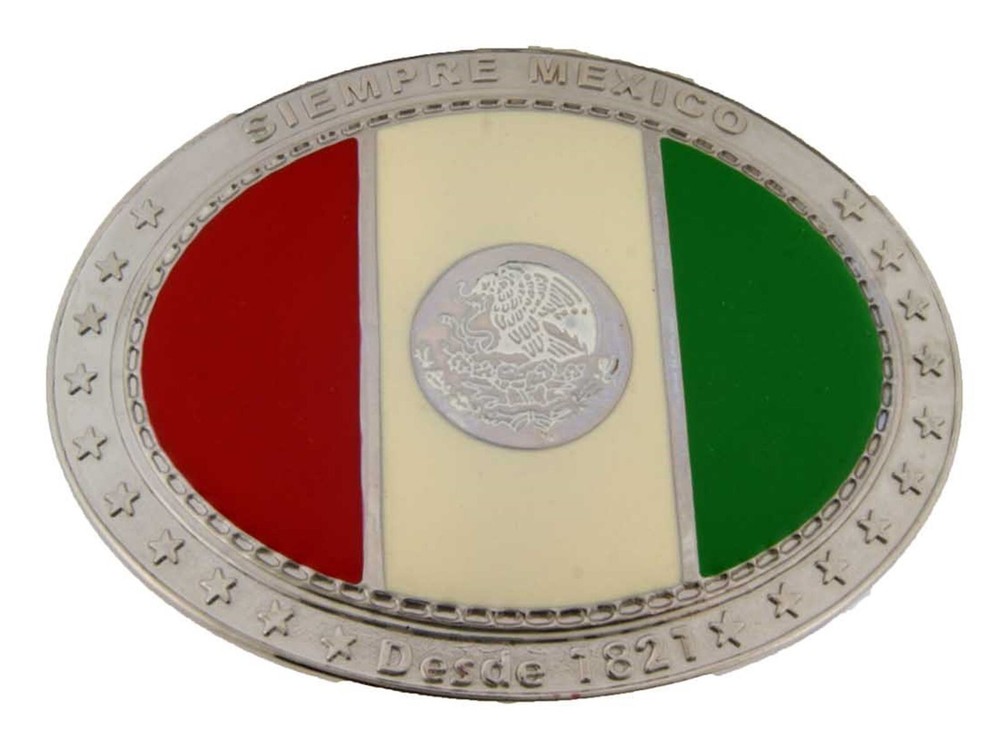 Flag Mexico Belt Buckle Silver Metal Western Rodeo New Men Women Mexican Holiday