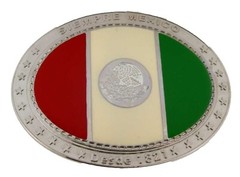 Flag Mexico Belt Buckle Silver Metal Western Rodeo New Men Women Mexican Holiday